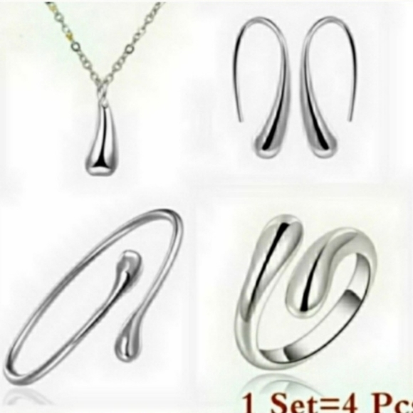 925 Sterling Silver Waterdrop Jewelry Set - Picture 2 of 4